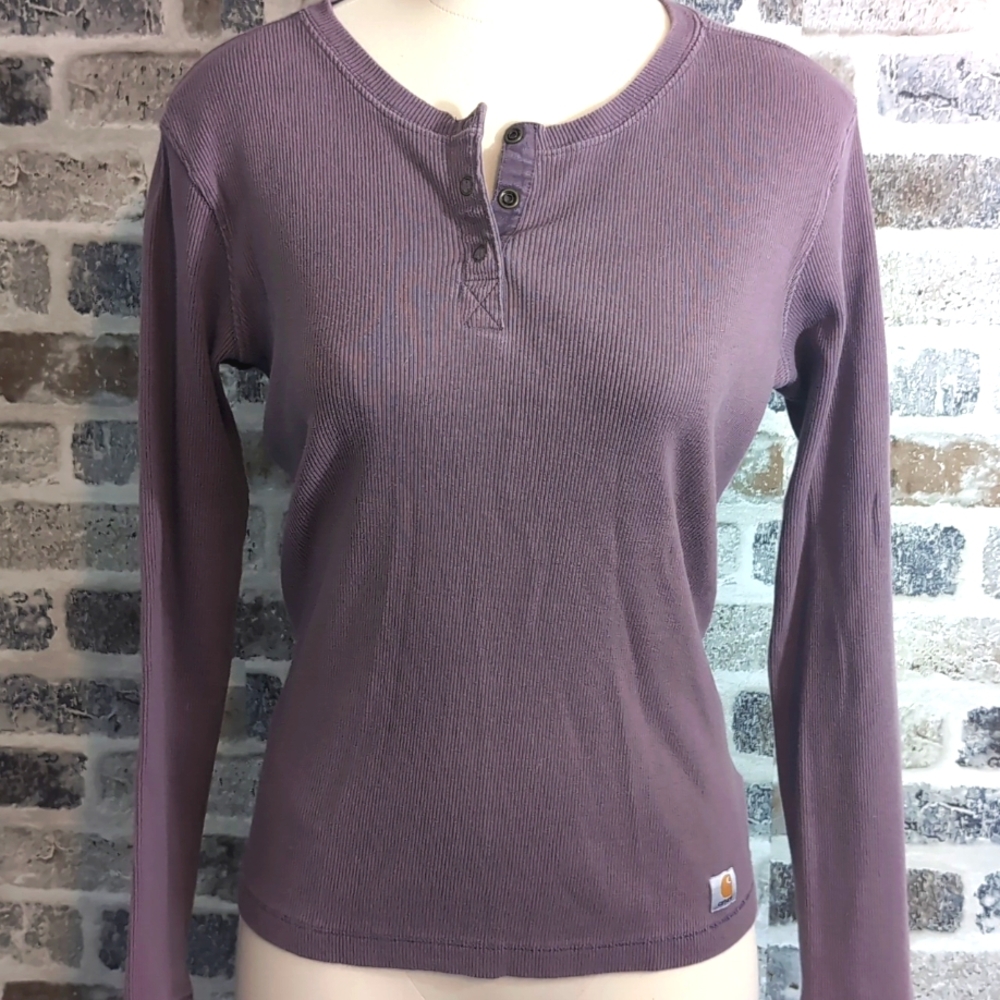 Carhartt Long Sleeve Henley Ribbed Shirt, sz L.